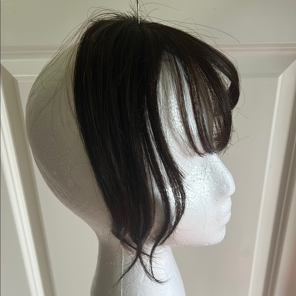 Brand new 100% human hair dark brown clip in bangs